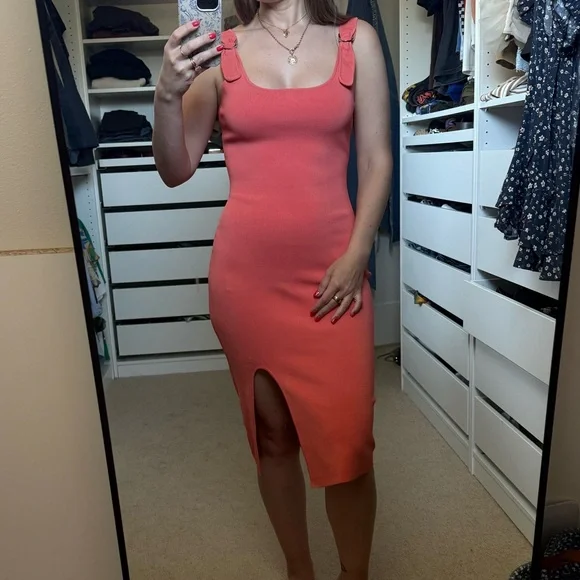 Bailey 44 | Dresses | Bailey 44 Pink Bodycon Midi Dress Square Neck  Sleeveless | Poshmark